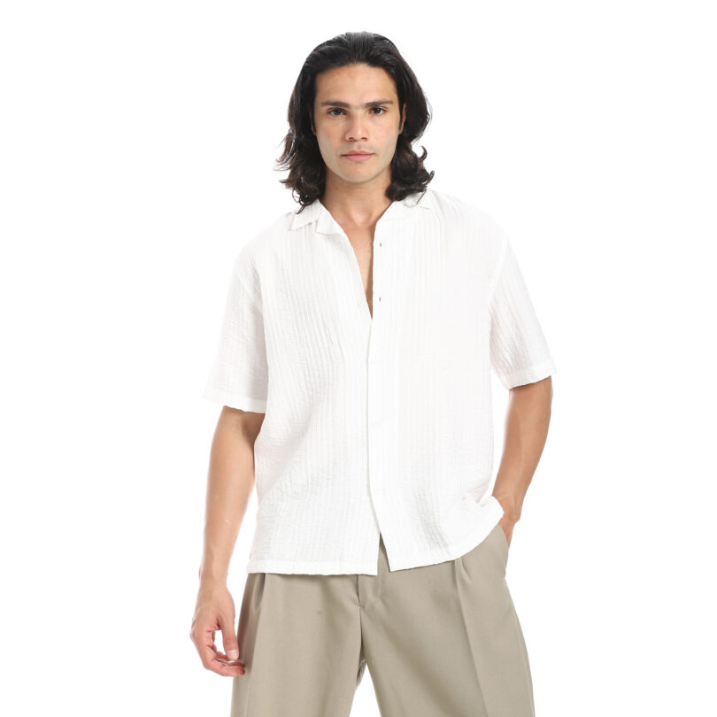 Half Sleeve Shirt- White - Image 6