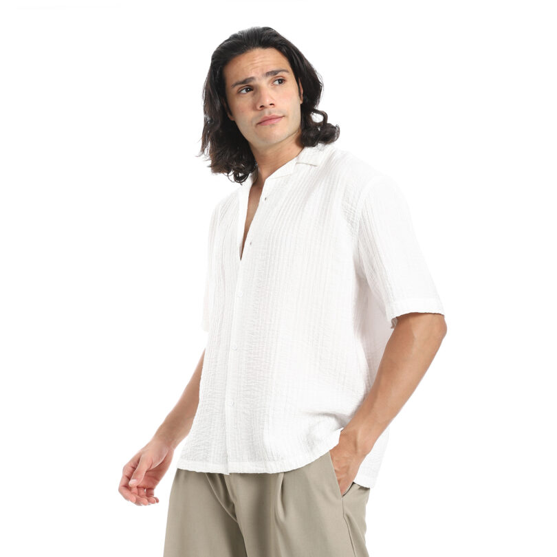 Half Sleeve Shirt- White - Image 3