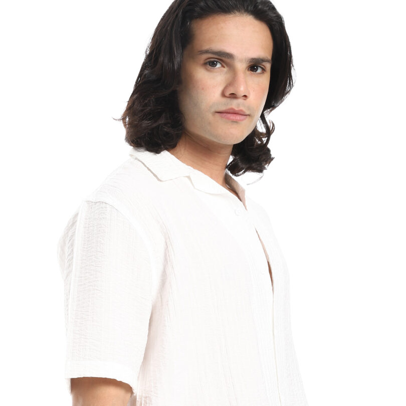 Half Sleeve Shirt- White - Image 5