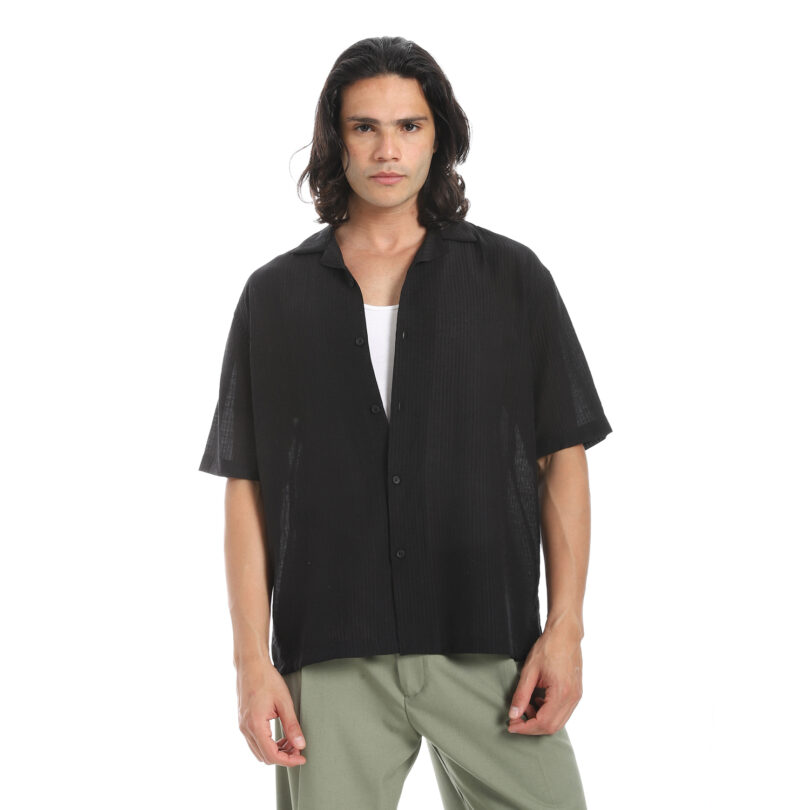Half Sleeve Shirt  -Black - Image 6