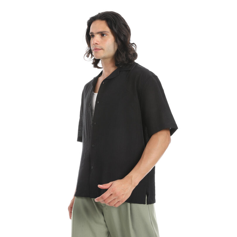 Half Sleeve Shirt  -Black - Image 5