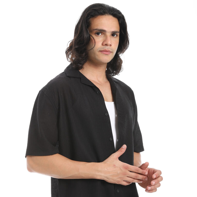 Half Sleeve Shirt  -Black - Image 3