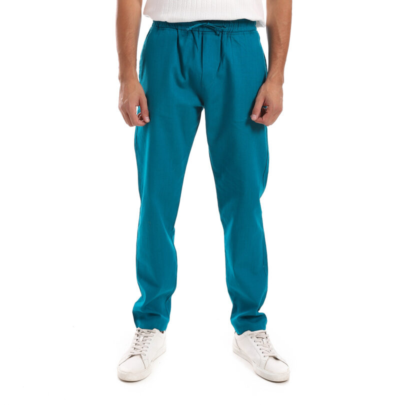Pure Linen Trousers-Turquoise