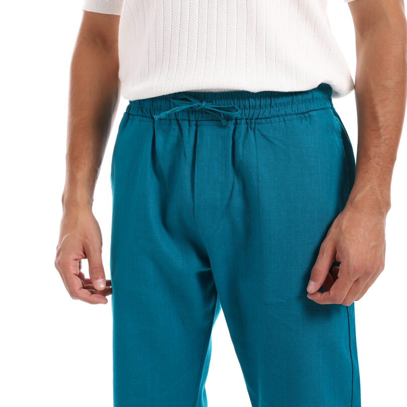 Pure Linen Trousers-Turquoise - Image 6