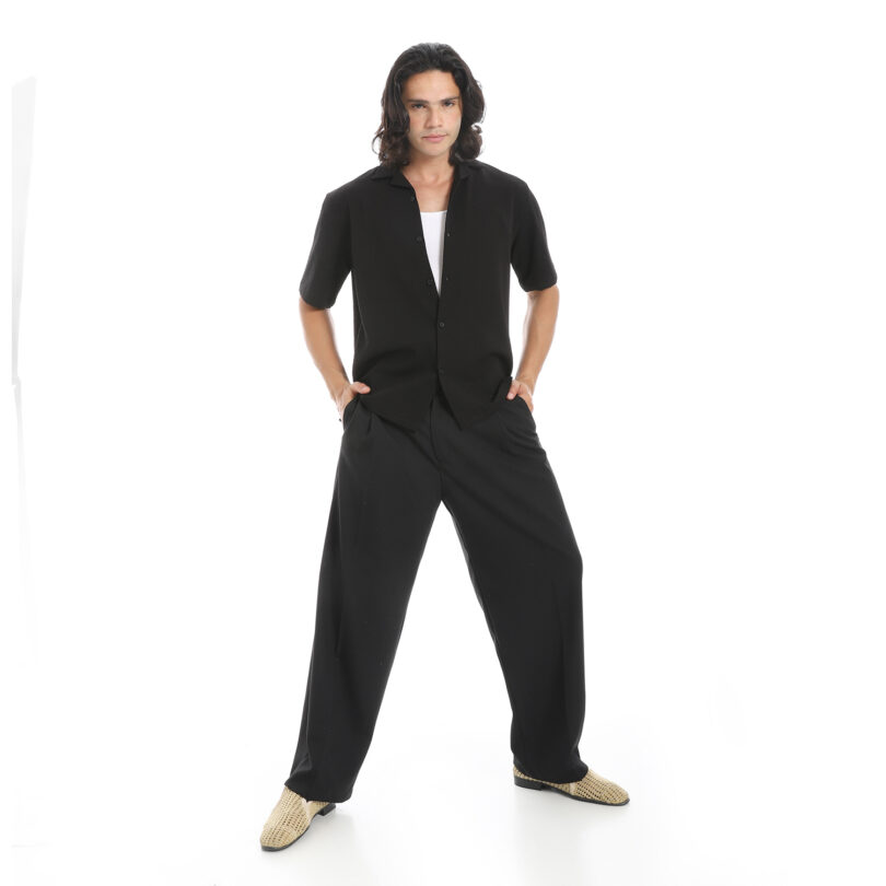 Smart Wide Leg Trousers - Black Pre-Order - Image 2
