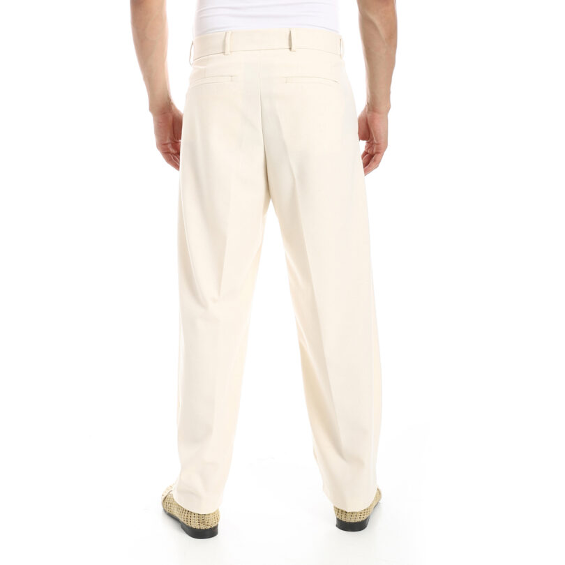 Smart Wide Leg Trousers - Beige - Image 5
