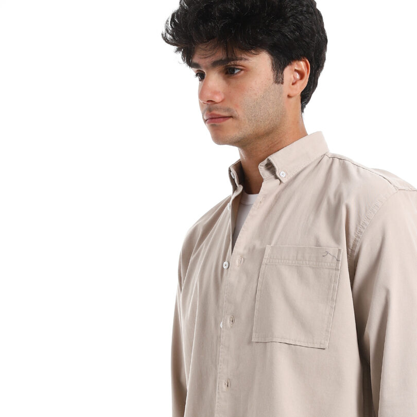 Gabardine Shirt -Beige - Image 4