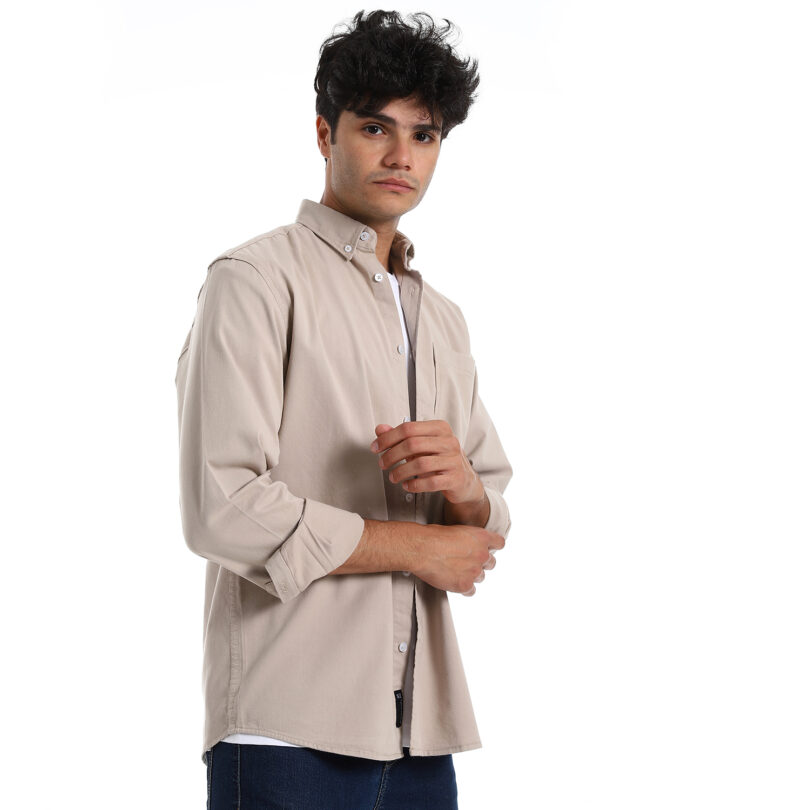 Gabardine Shirt -Beige - Image 5