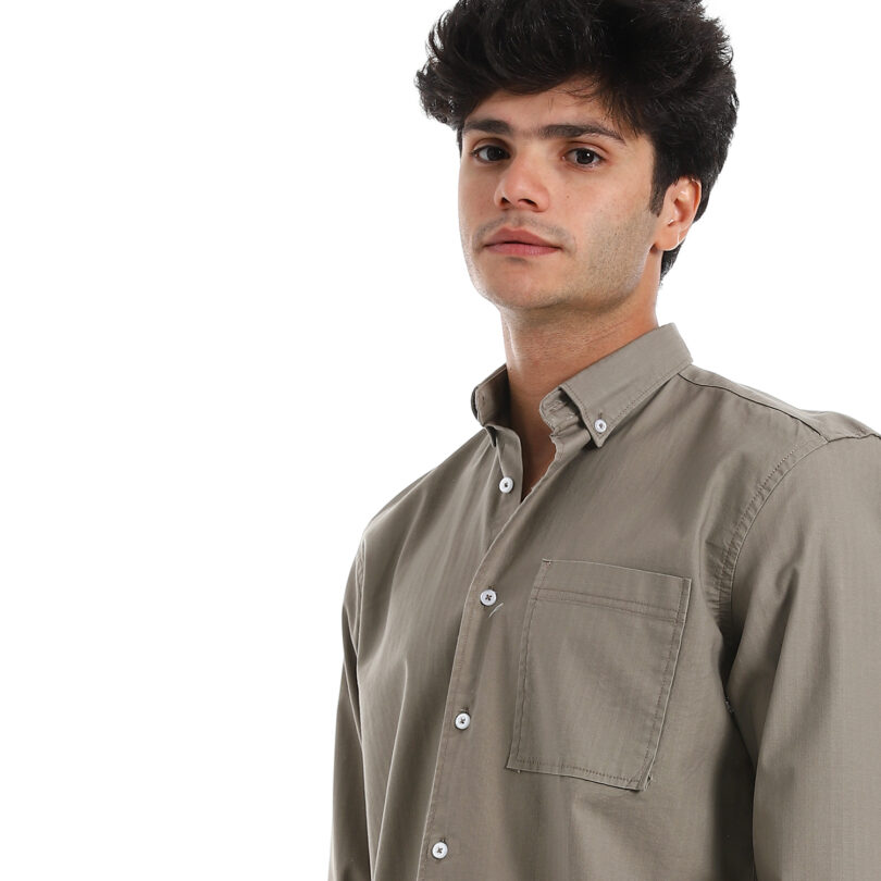 Gabardine Shirt -Olive - Image 5