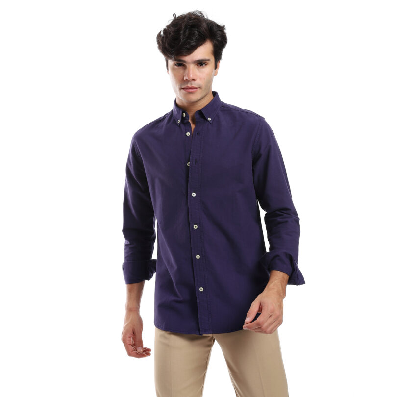 Regular Fit Gabardine Shirt With Pocket- NV - Image 3