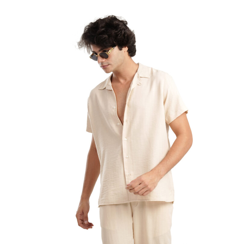 Spanish Linen Shirt-Beige - Image 3