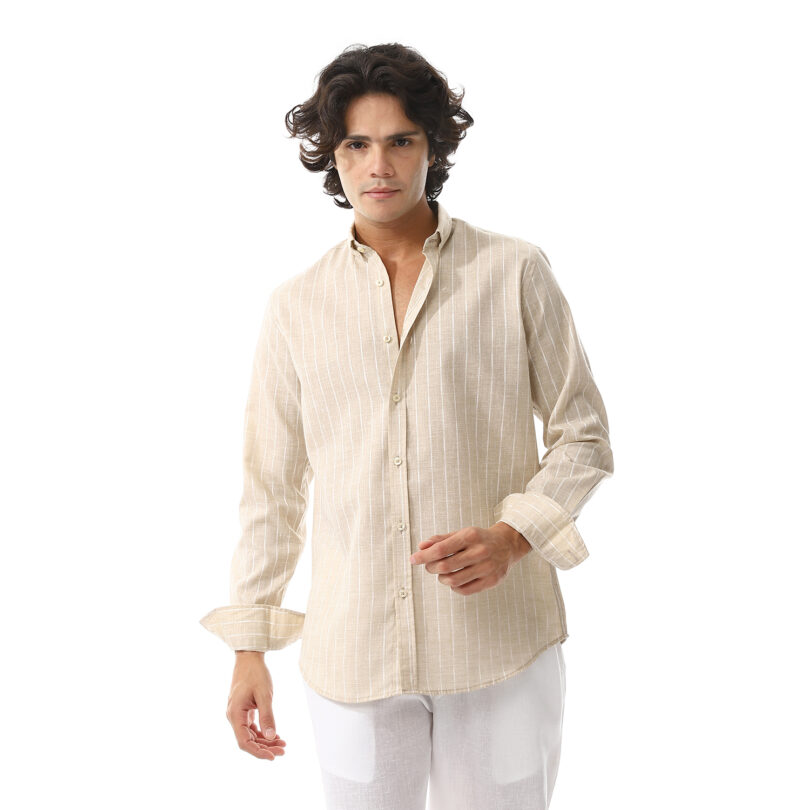 Striped Linen Shirt - Beige