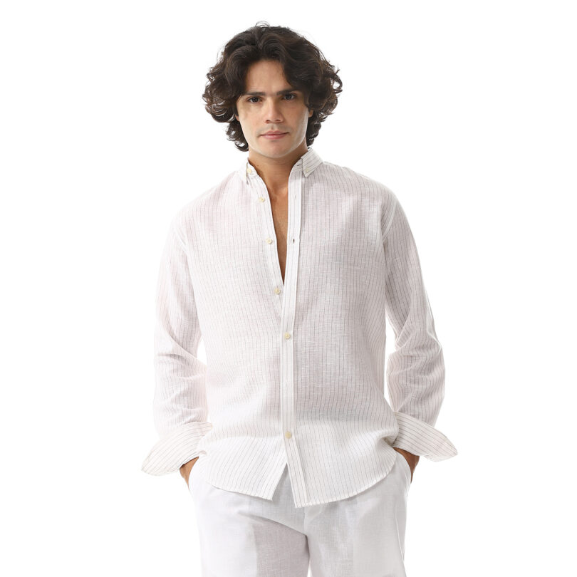 Striped Linen Shirt - White