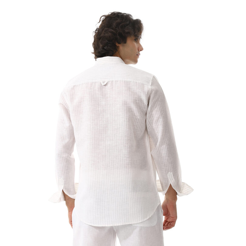 Striped Linen Shirt - White - Image 4