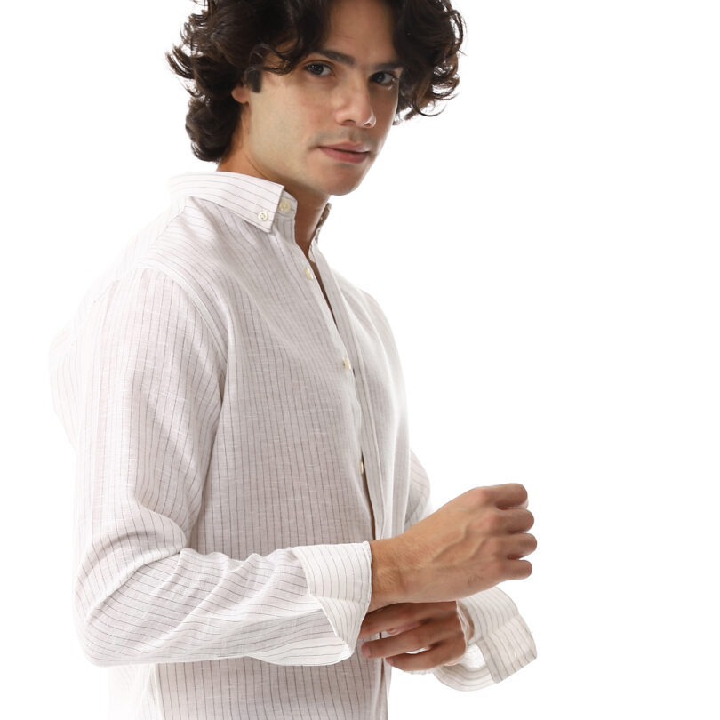Striped Linen Shirt - White - Image 3