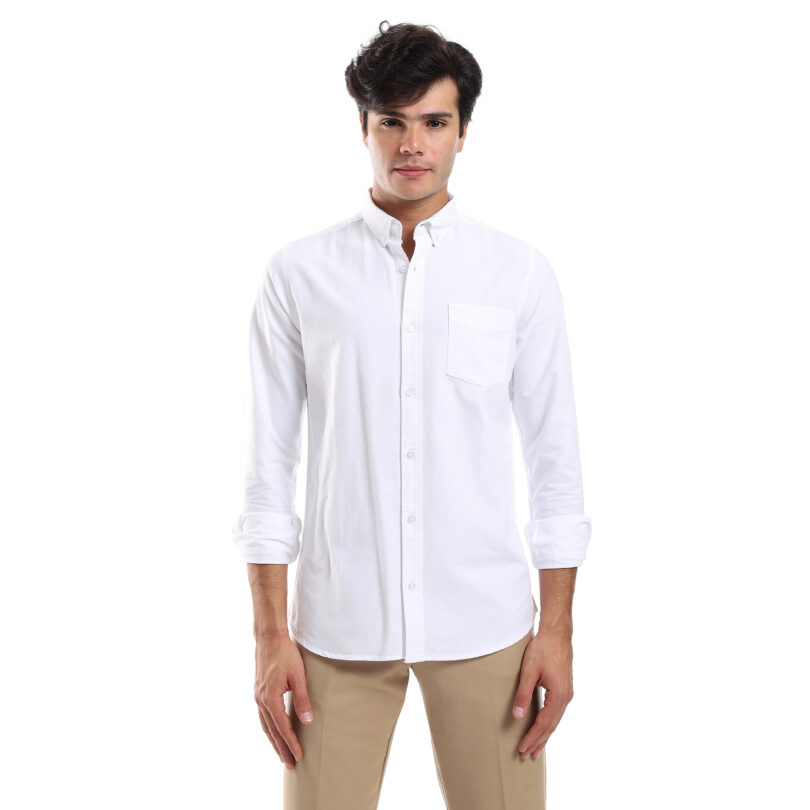 Plain Oxford Shirt - White - Image 11