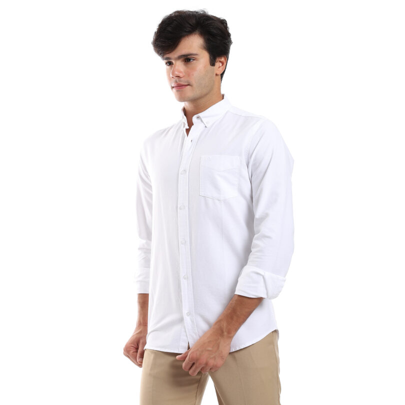 Plain Oxford Shirt - White - Image 9