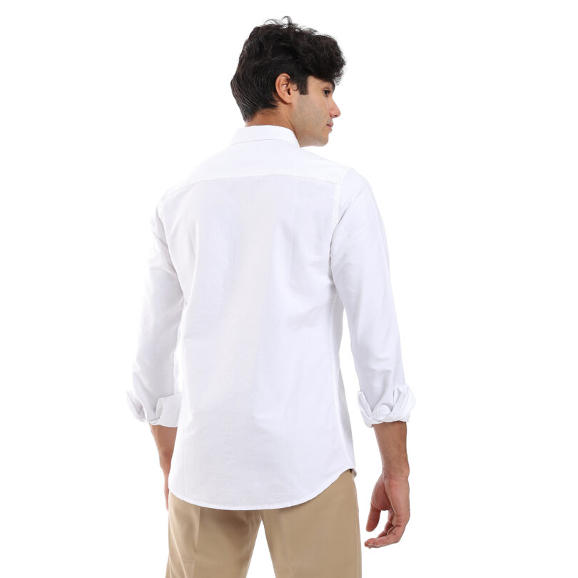Plain Oxford Shirt - White - Image 7