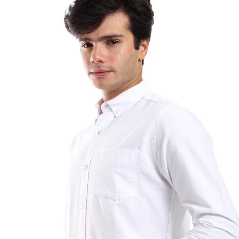 Plain Oxford Shirt - White - Image 6
