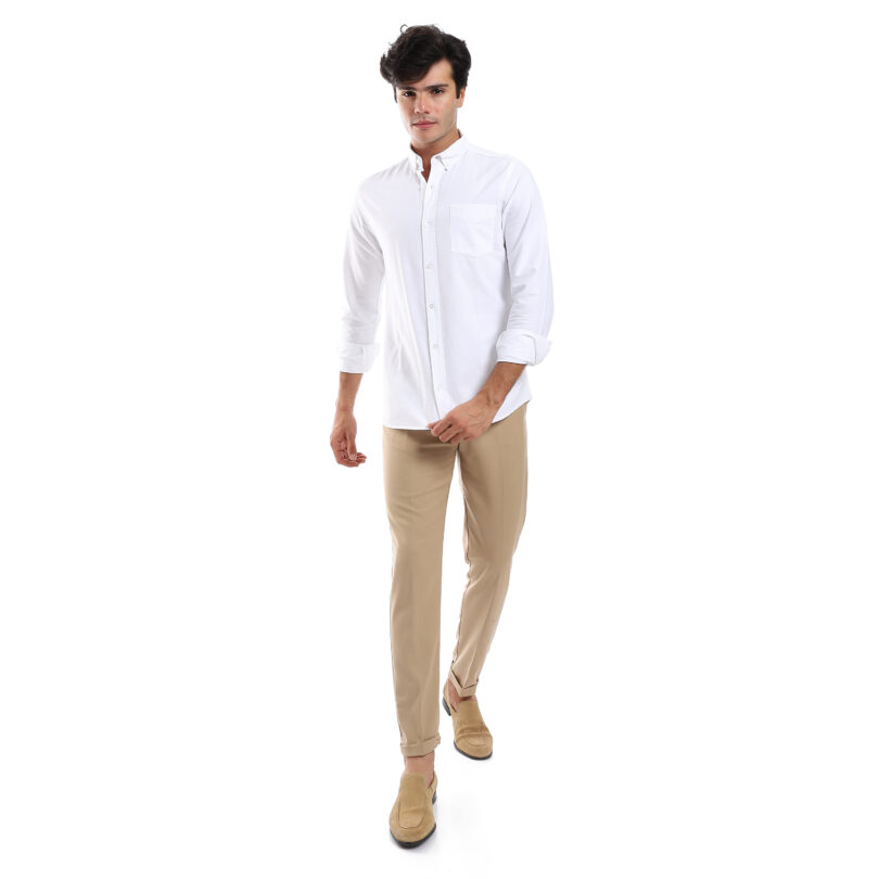 Plain Oxford Shirt - White - Image 2