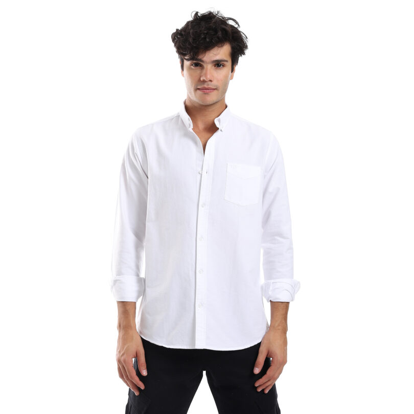 Plain Oxford Shirt - White - Image 3