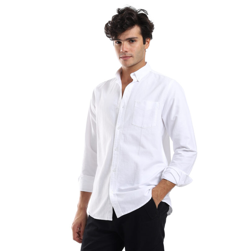 Plain Oxford Shirt - White - Image 10