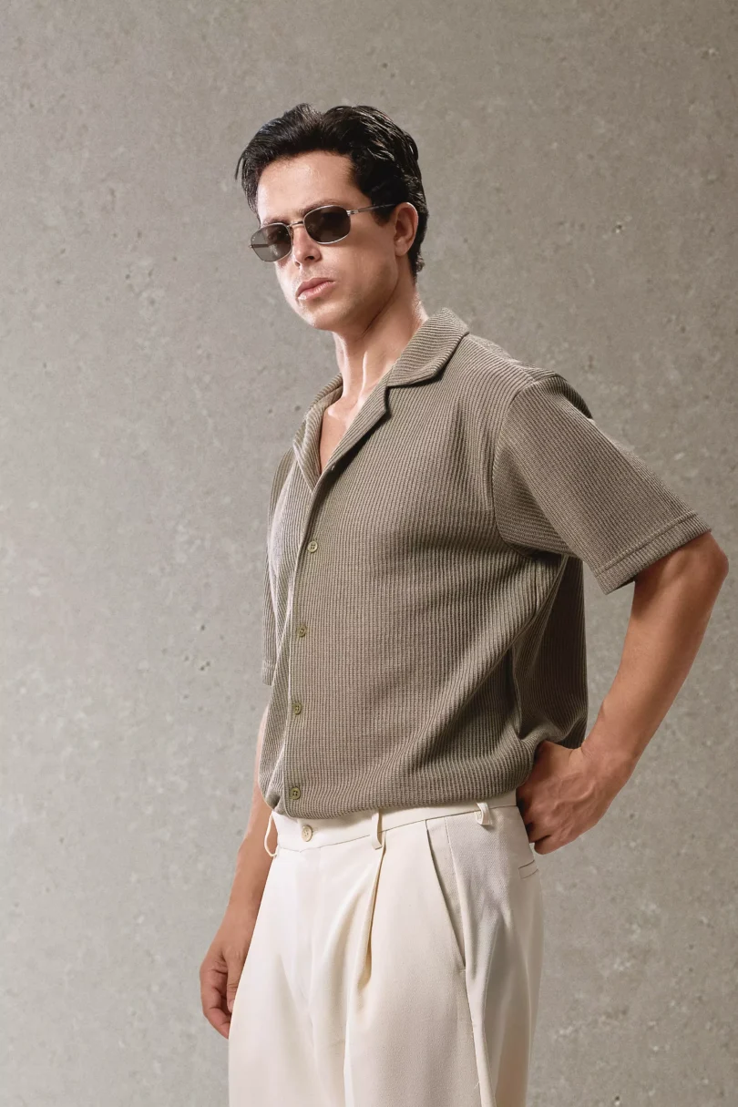 Crochet Shirt - Olive - Image 3
