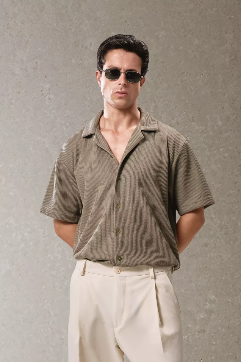 Crochet Shirt - Olive - Image 7