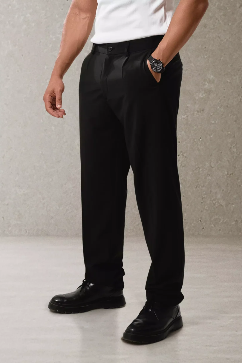Smart Regular Trousers - Black - Image 3