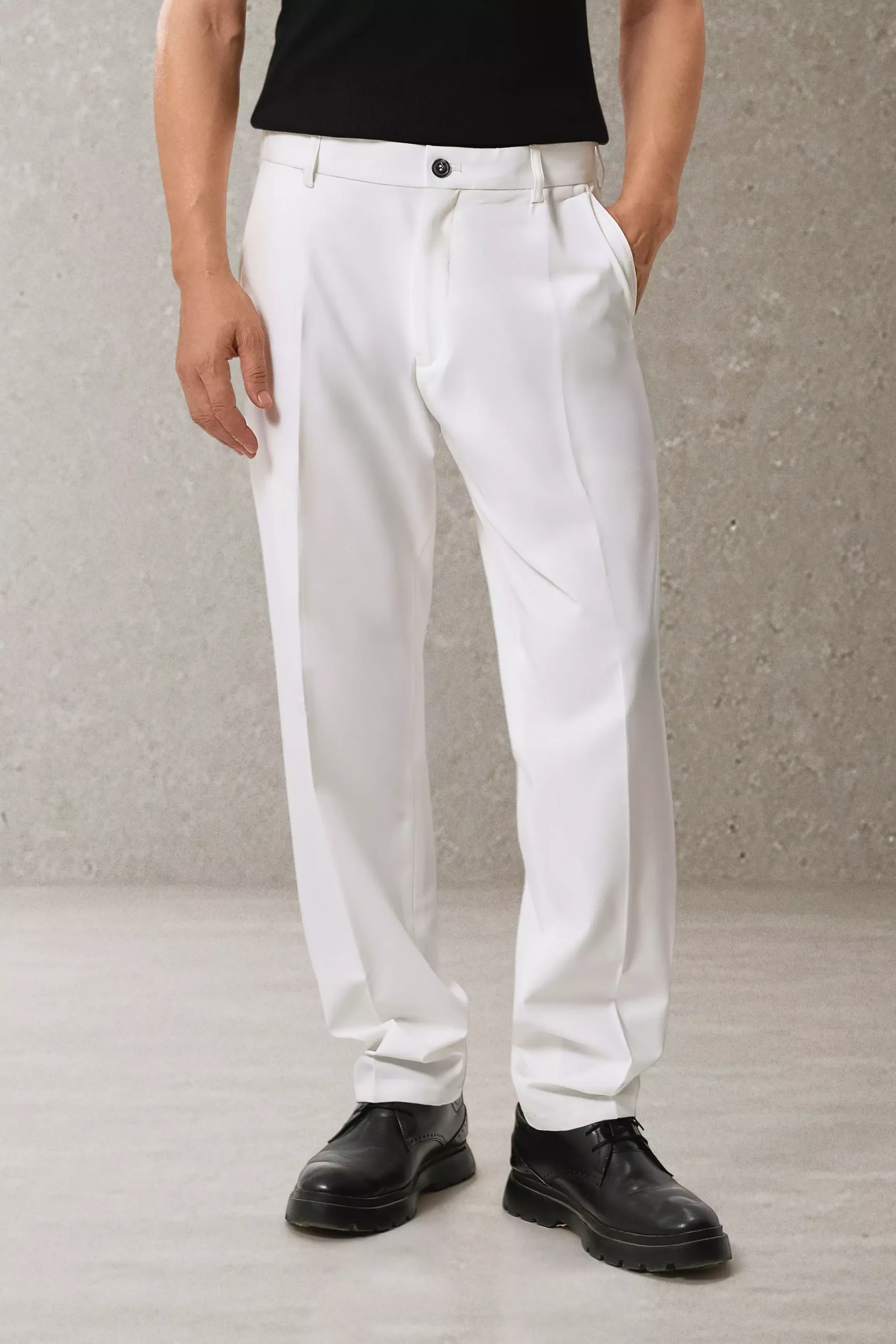Smart Wide Leg Trousers - White - Image 3