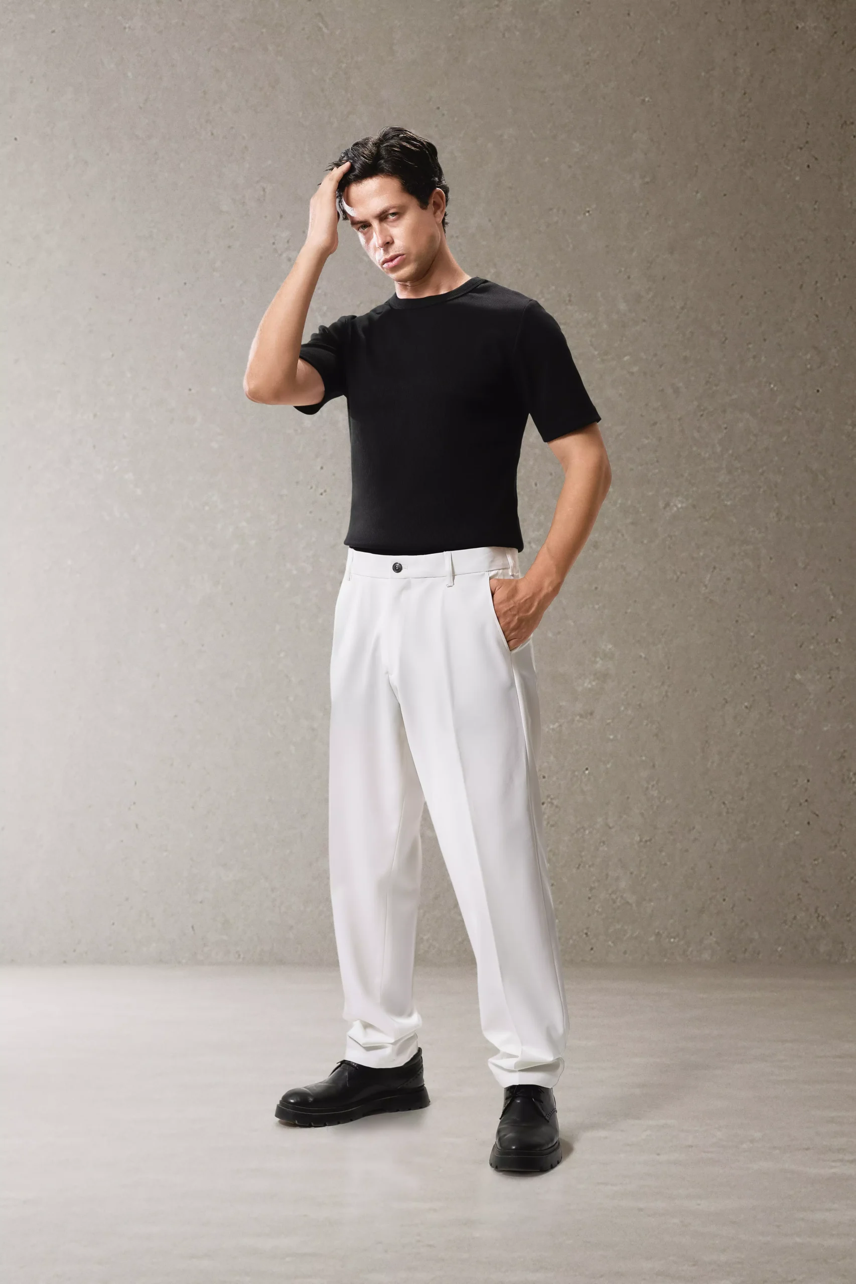 Smart Wide Leg Trousers - White - Image 2
