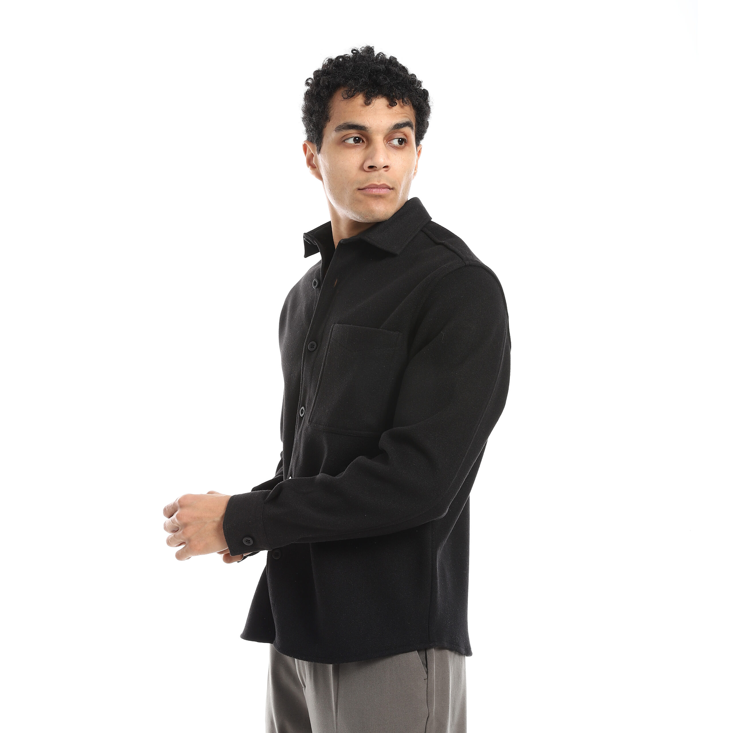 wool shirt Jacket-Black - Image 7