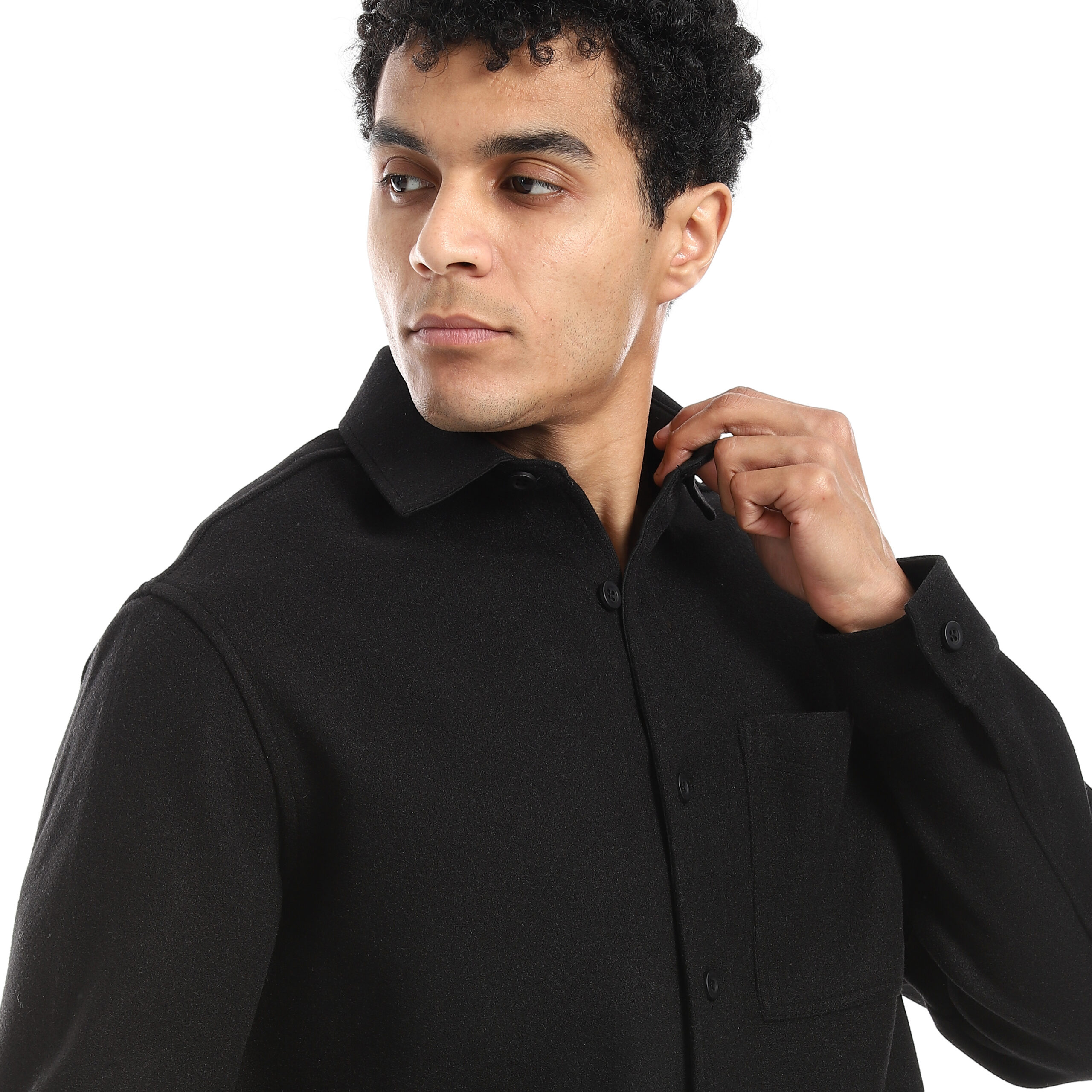 wool shirt Jacket-Black - Image 3