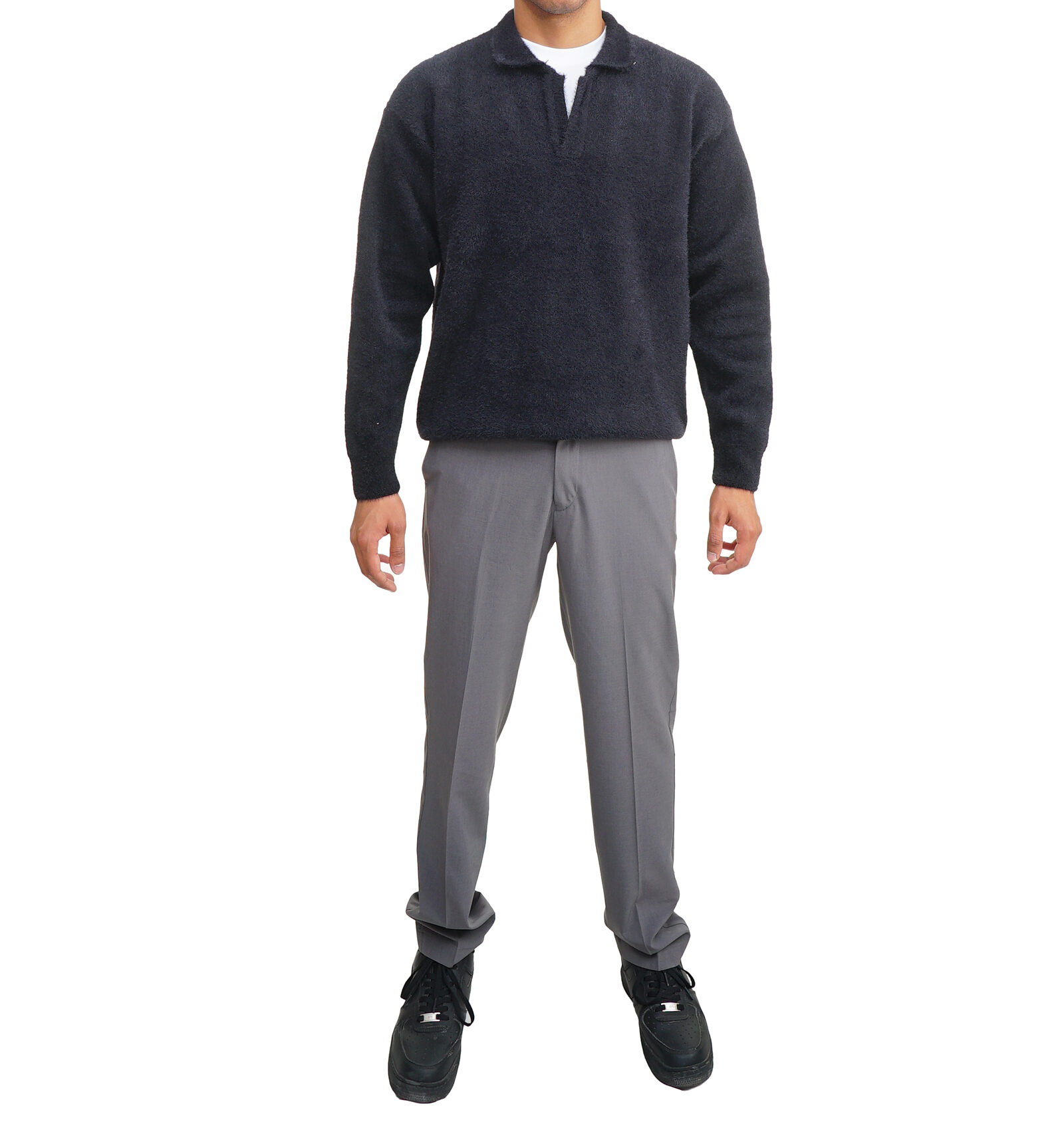 Mohair Polo Pullover - Black - Image 2