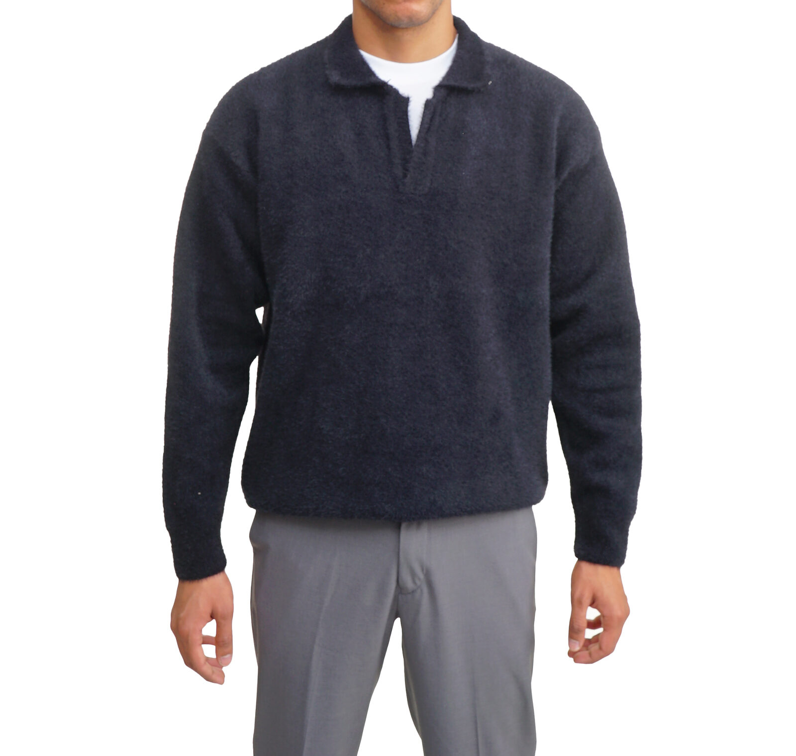 Mohair Polo Pullover - Black