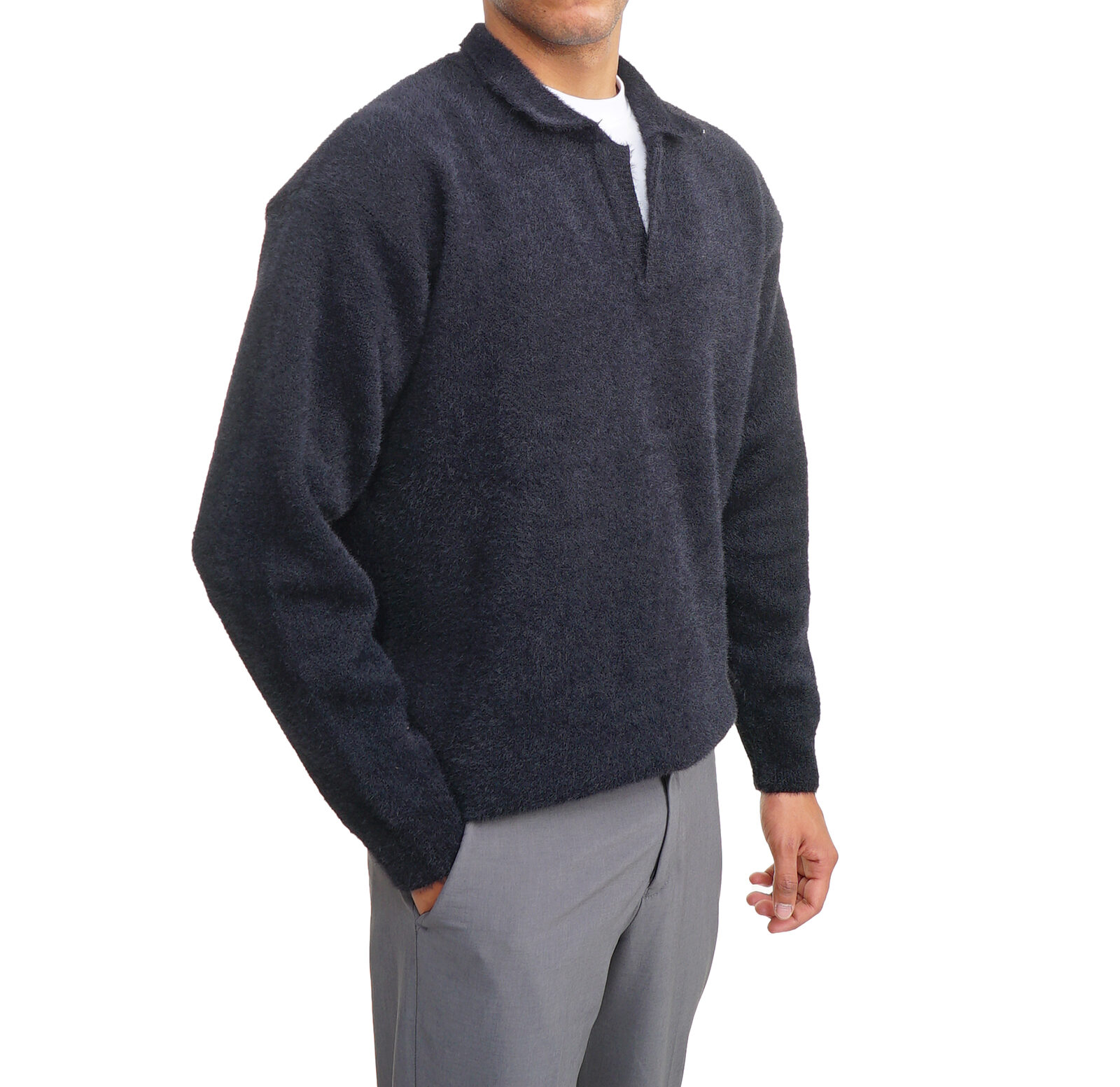 Mohair Polo Pullover - Black - Image 3