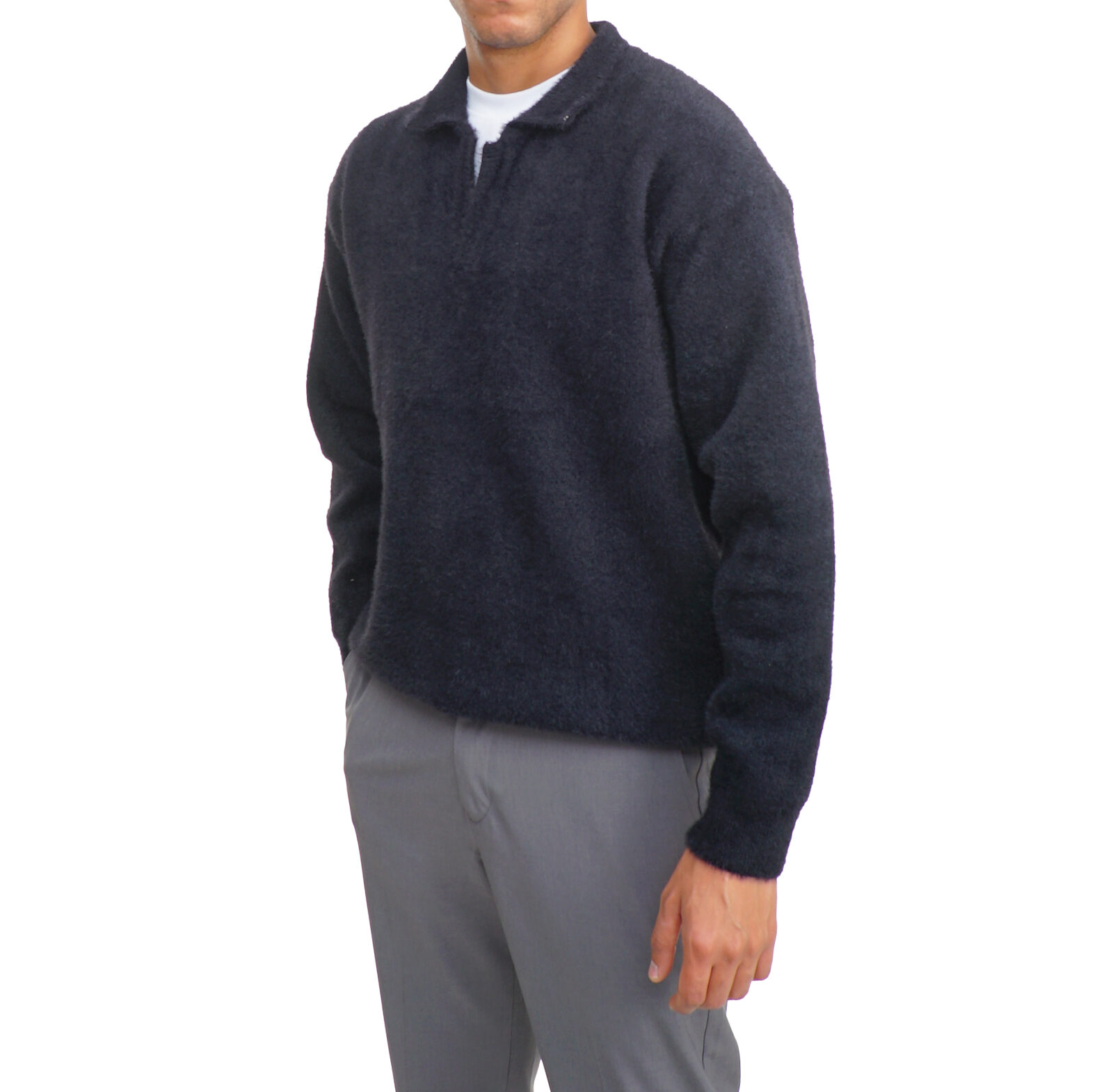 Mohair Polo Pullover - Black - Image 5