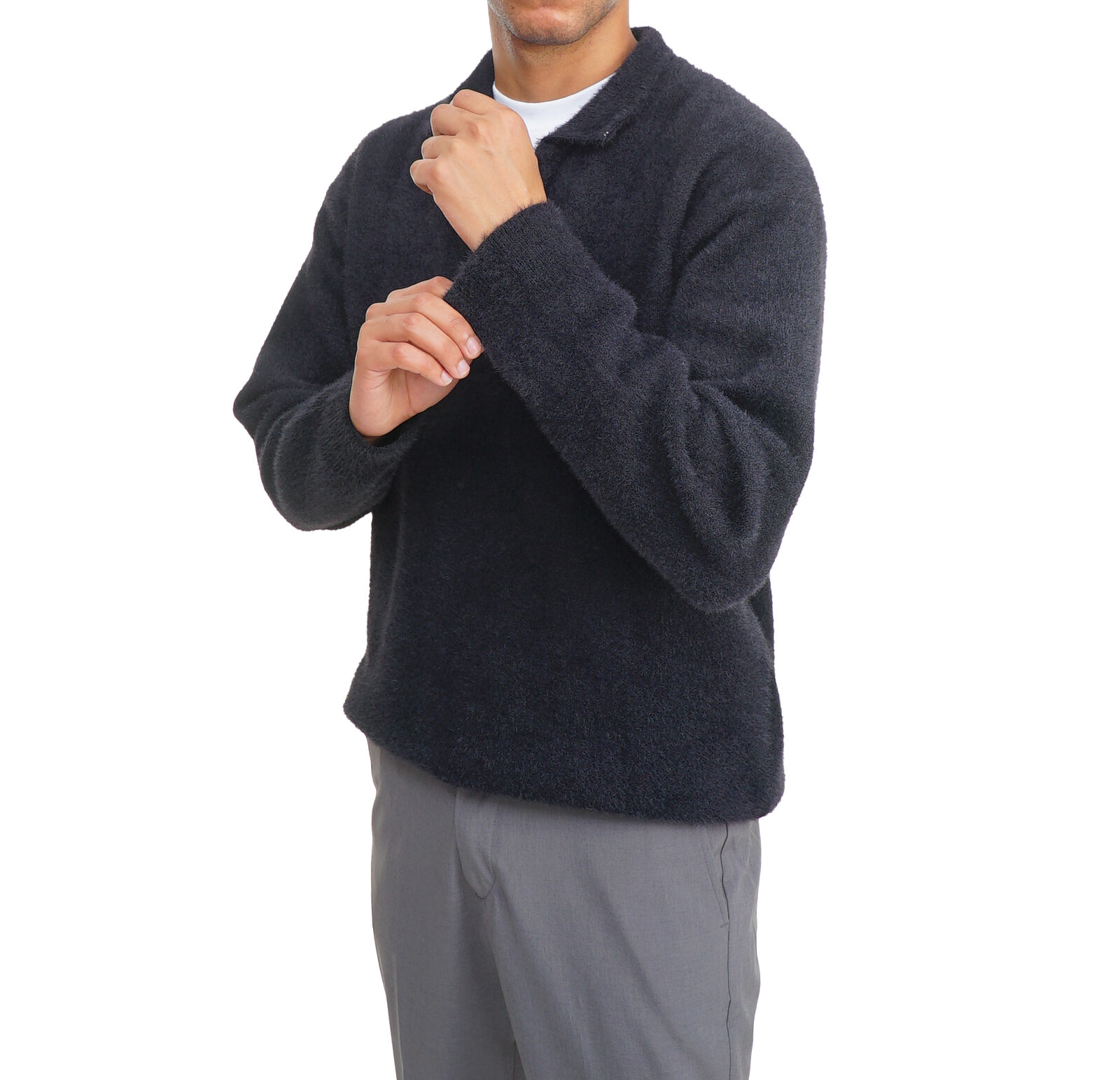 Mohair Polo Pullover - Black - Image 4