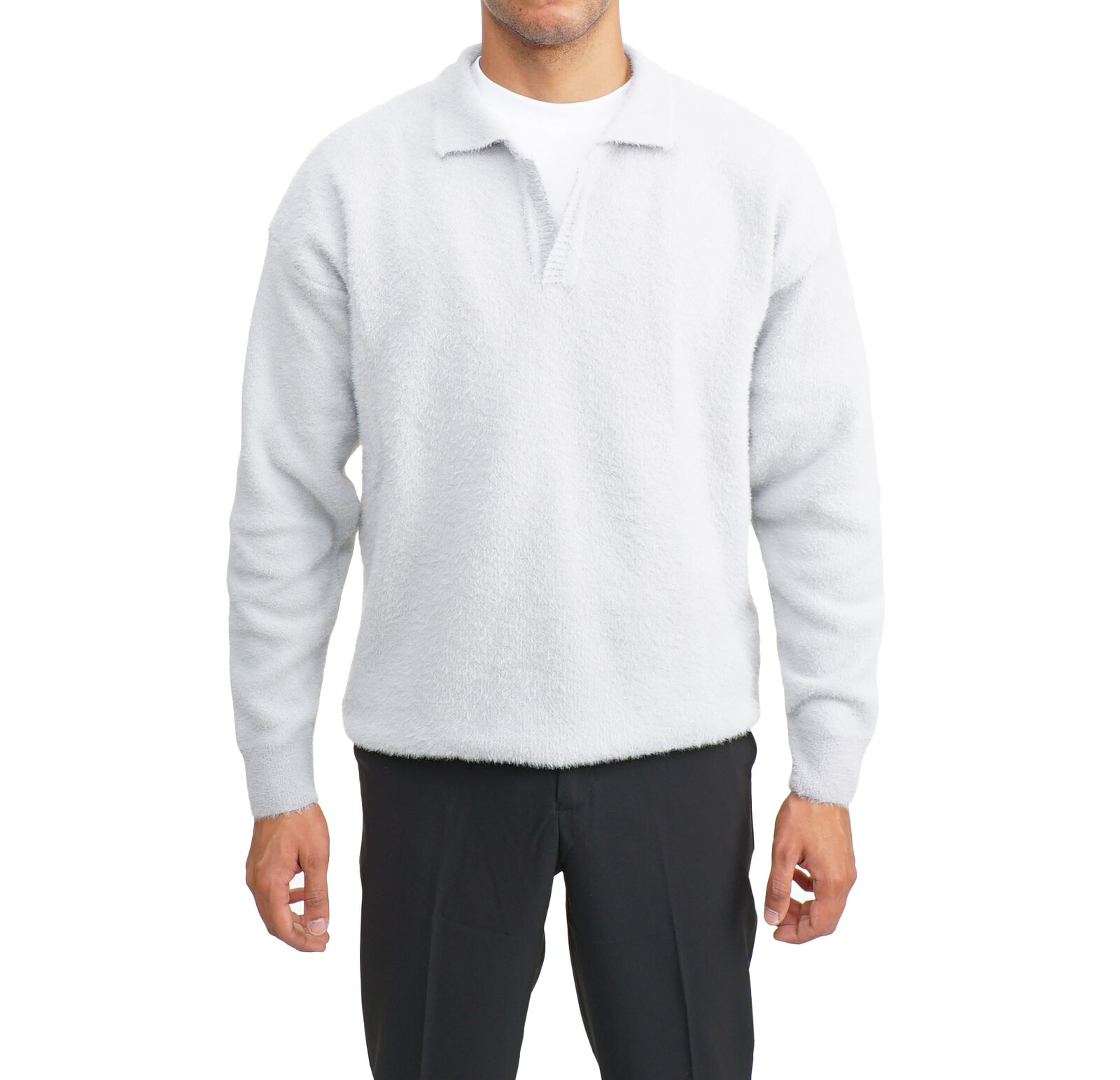 Mohair Polo Pullover - Grey