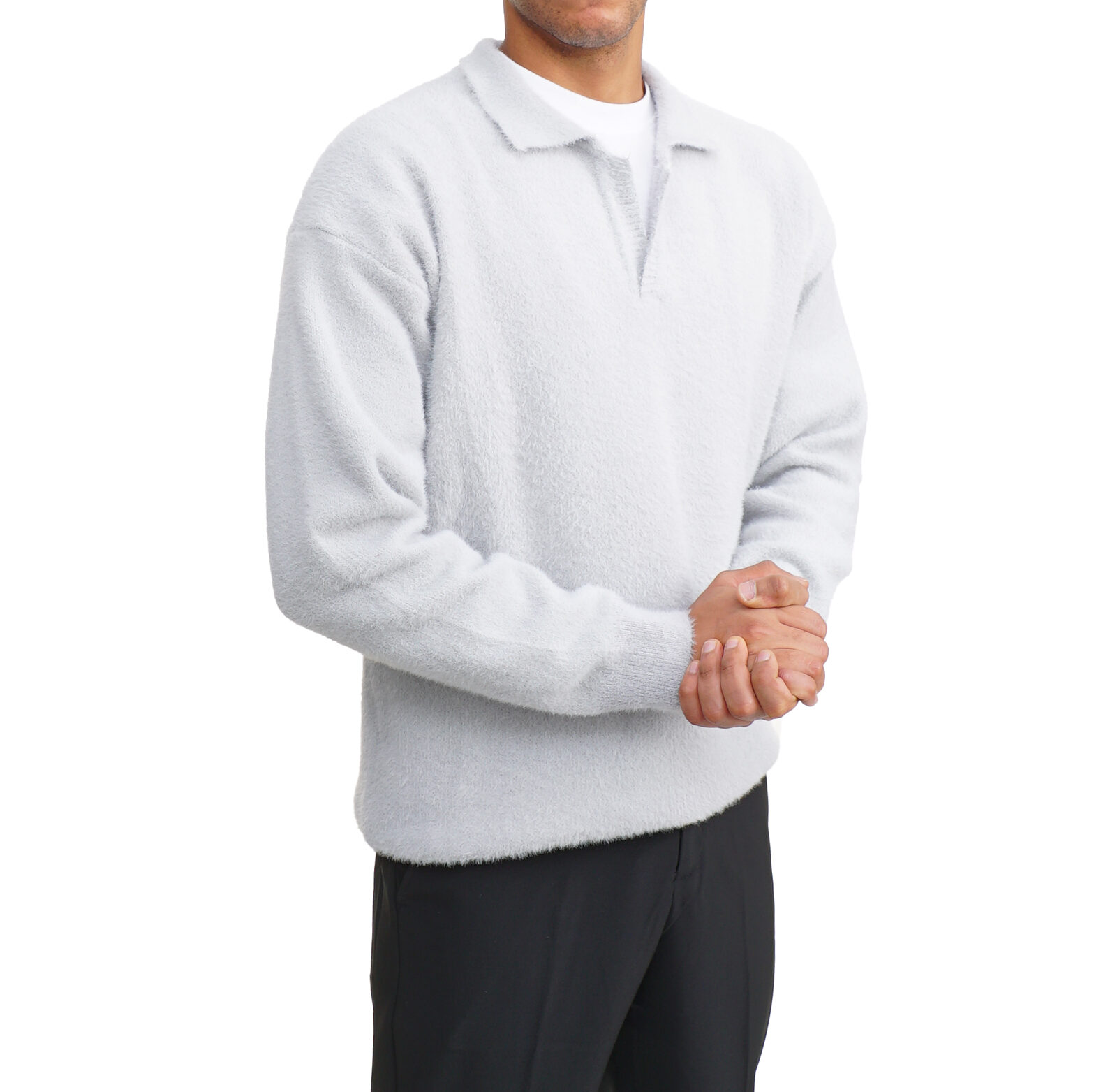 Mohair Polo Pullover - Grey - Image 7
