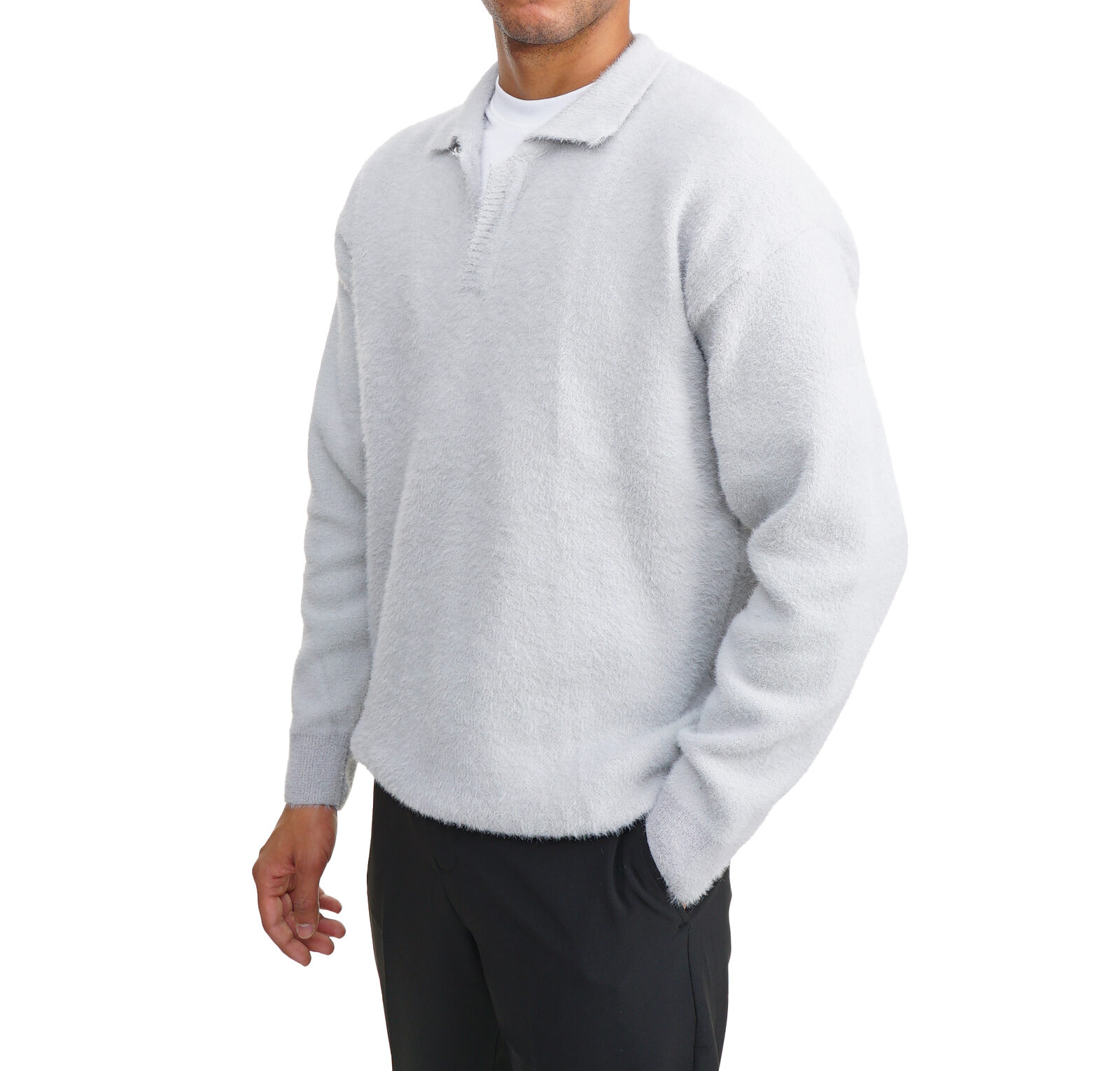 Mohair Polo Pullover - Grey - Image 6
