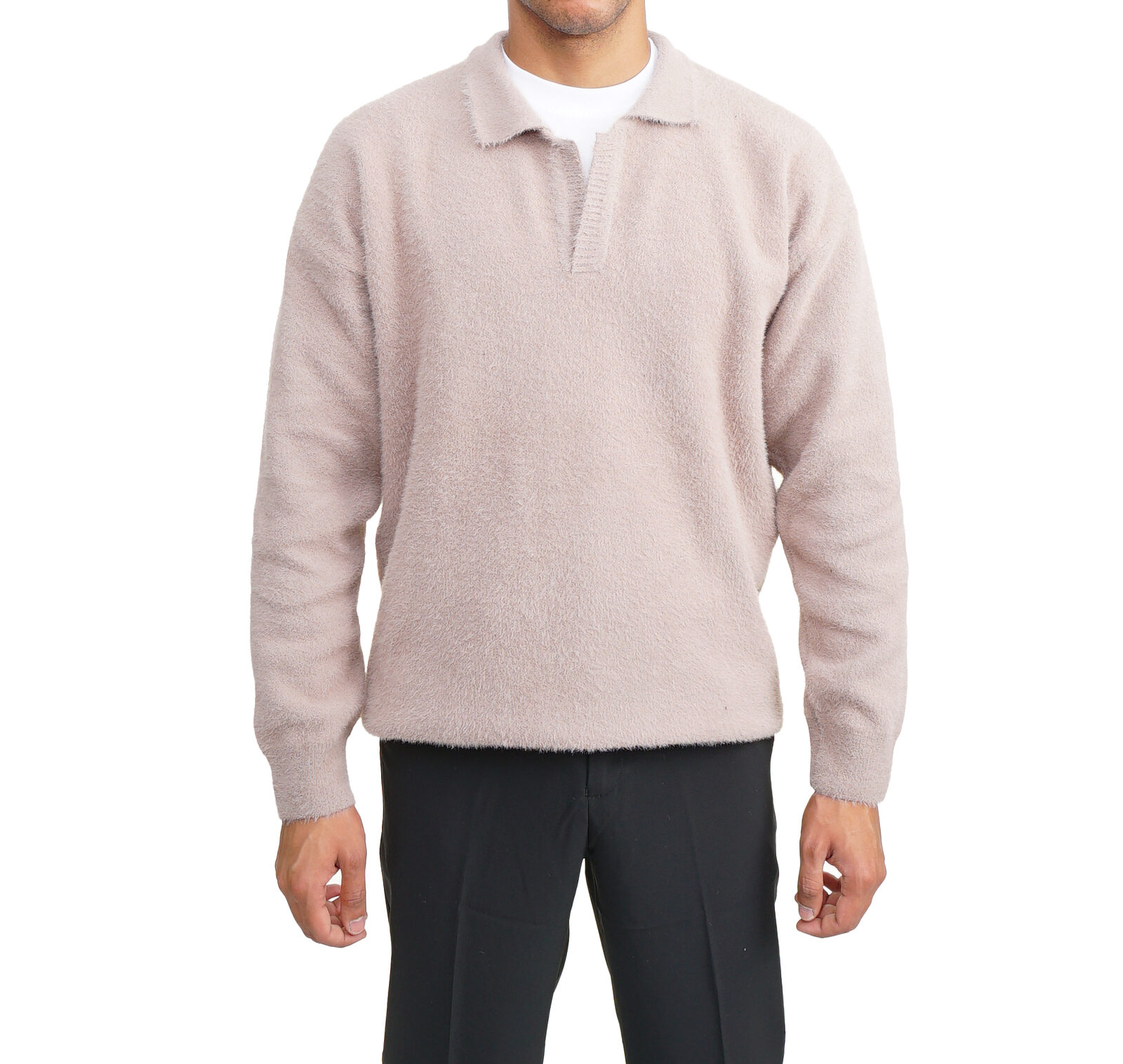 Mohair Polo Pullover - Light Cafe