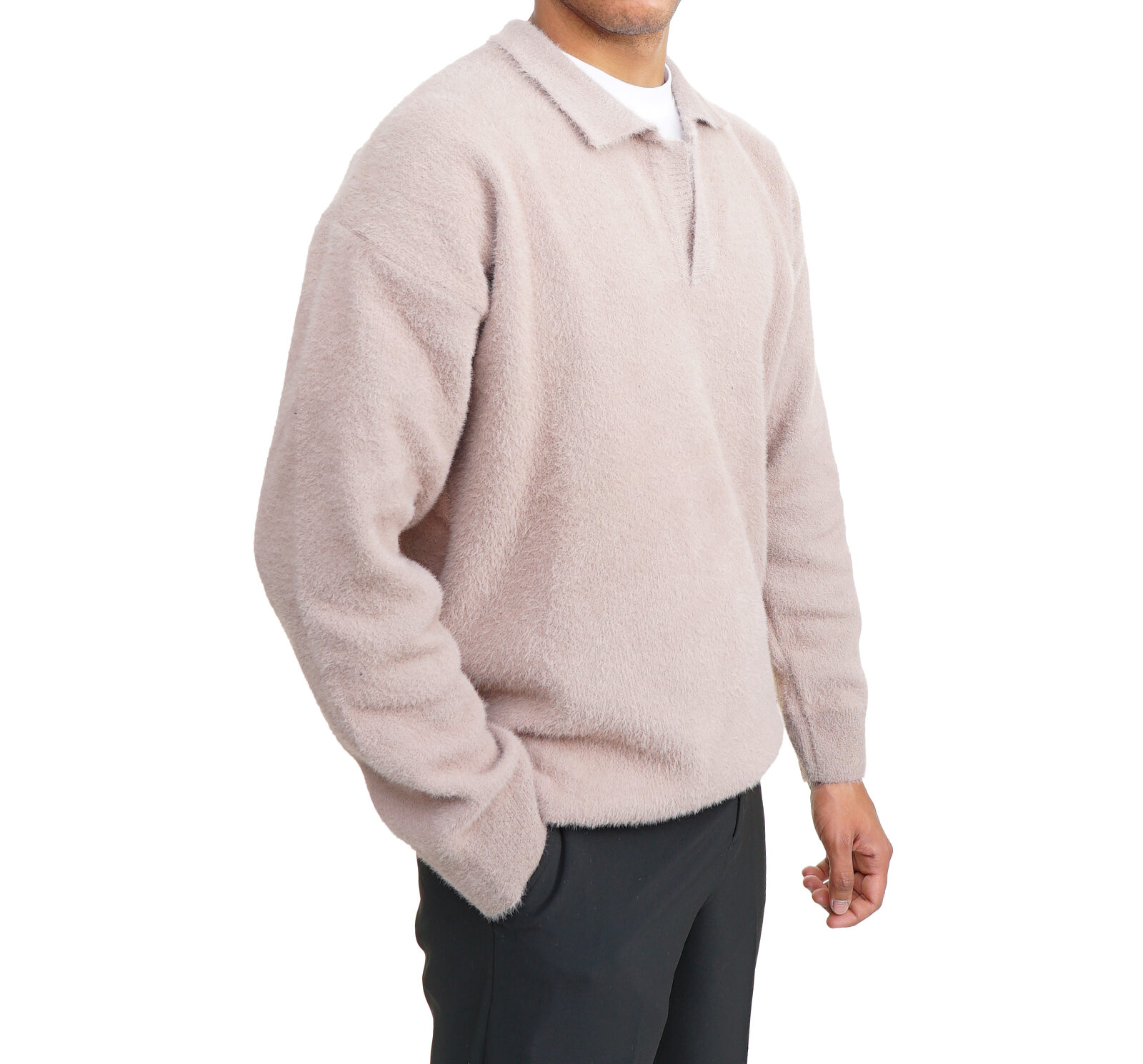 Mohair Polo Pullover - Light Cafe - Image 4