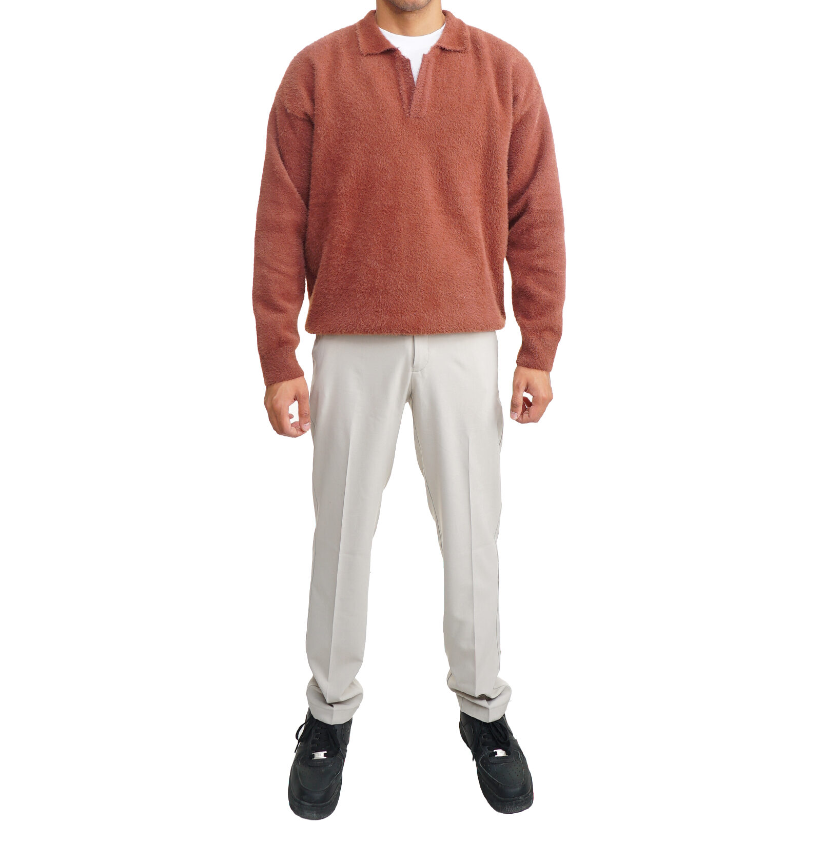 Mohair Polo Pullover -Terracotta - Image 2