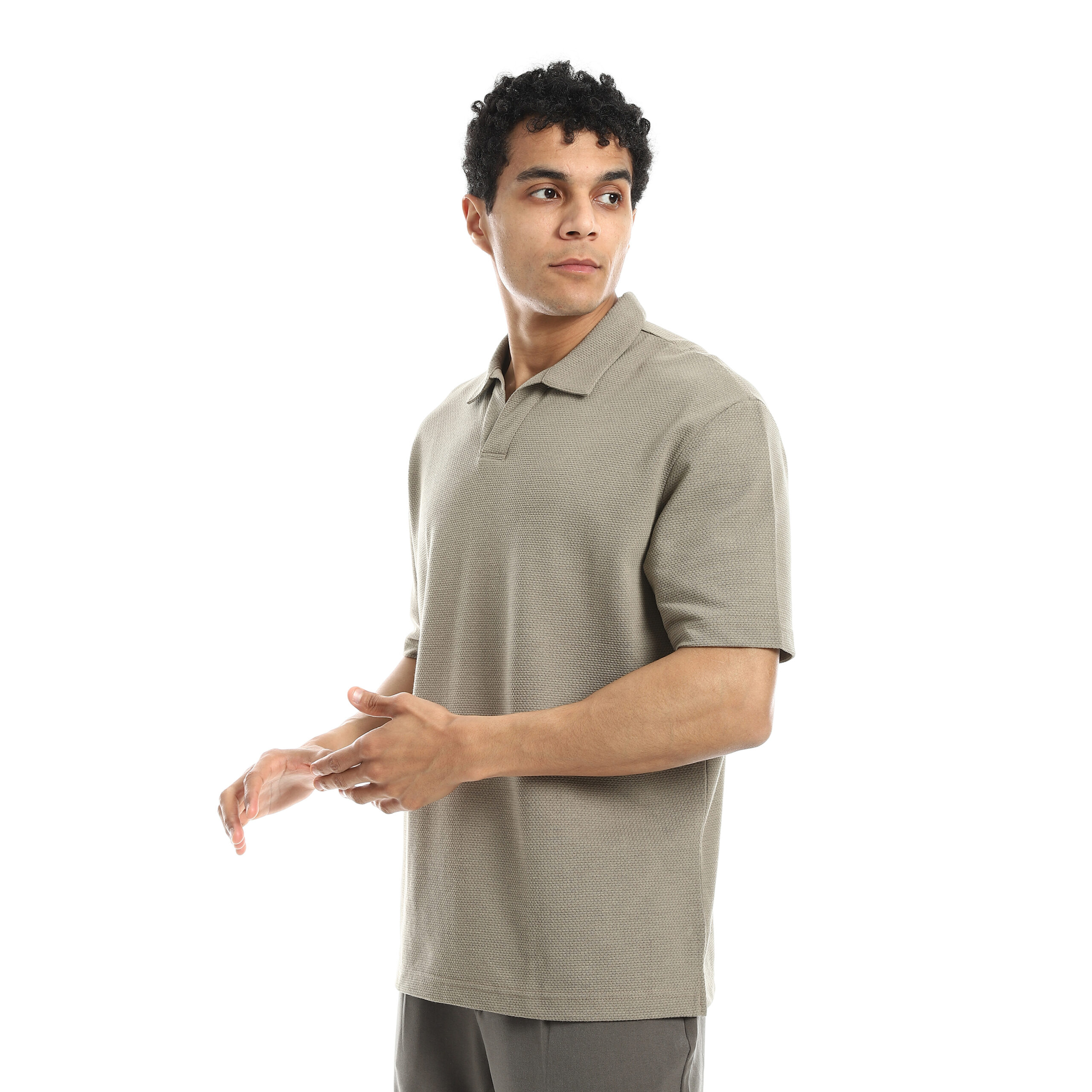 Bubble Polo T-Shirt - Olive - Image 3