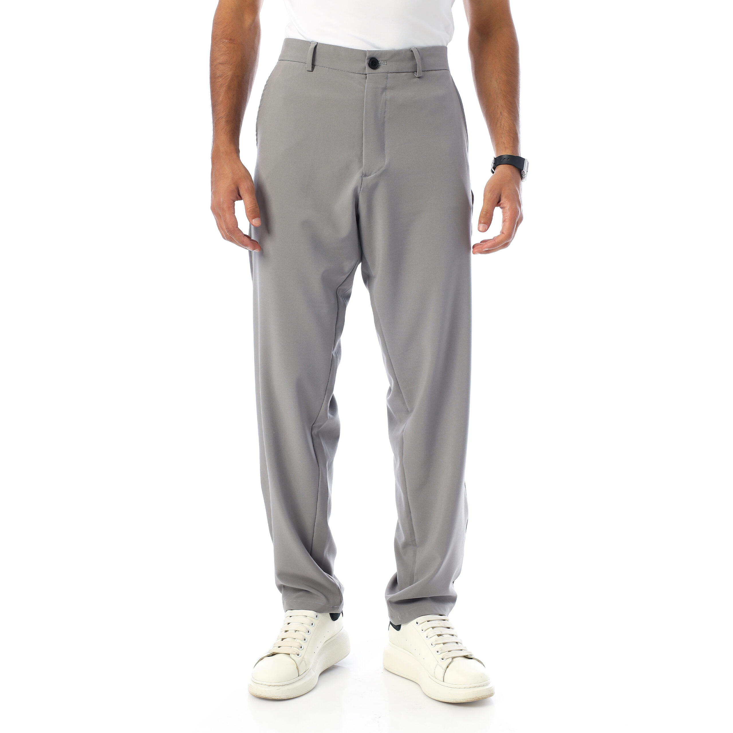 Relaxed Fit Trousers-Grey