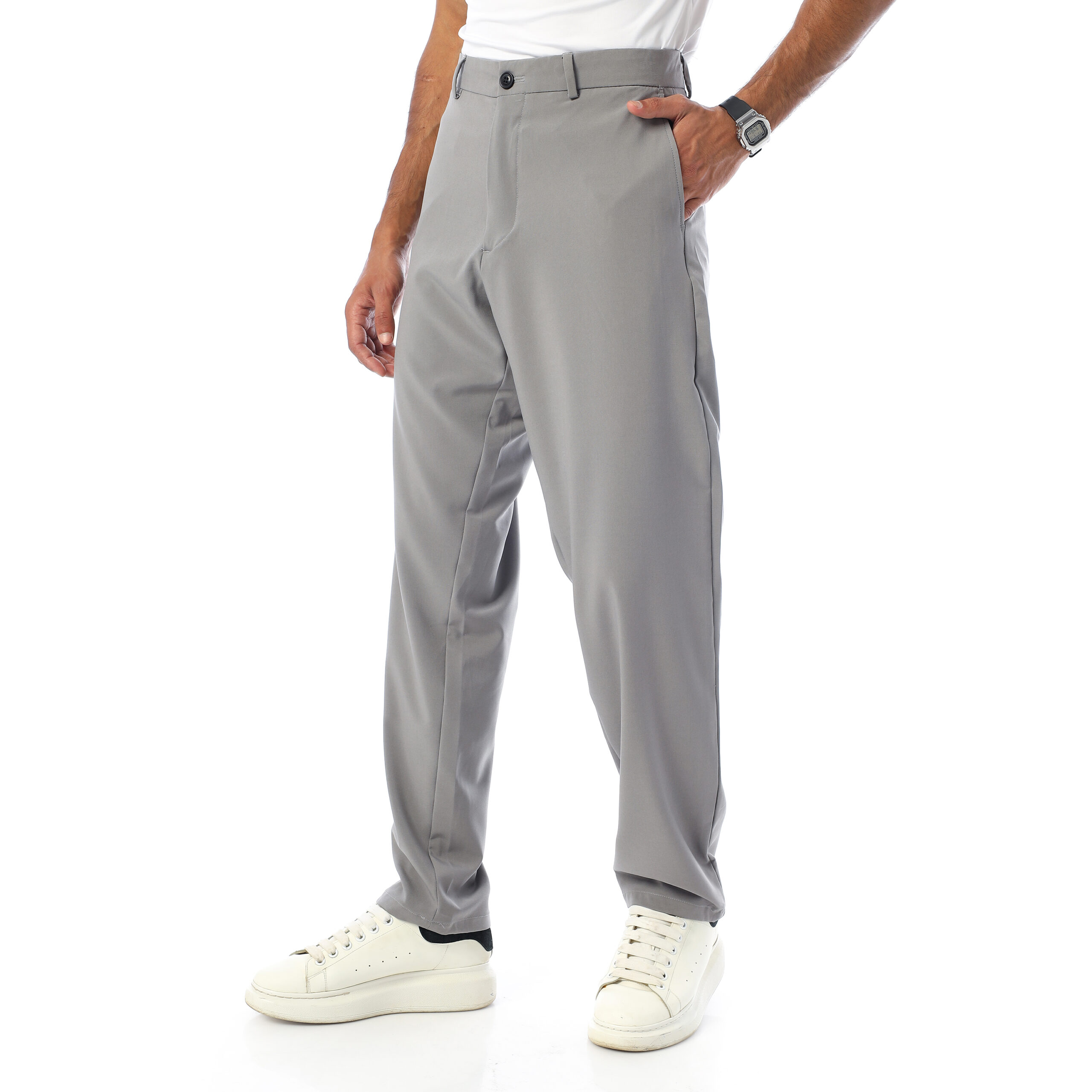 Relaxed Fit Trousers-Grey - Image 5