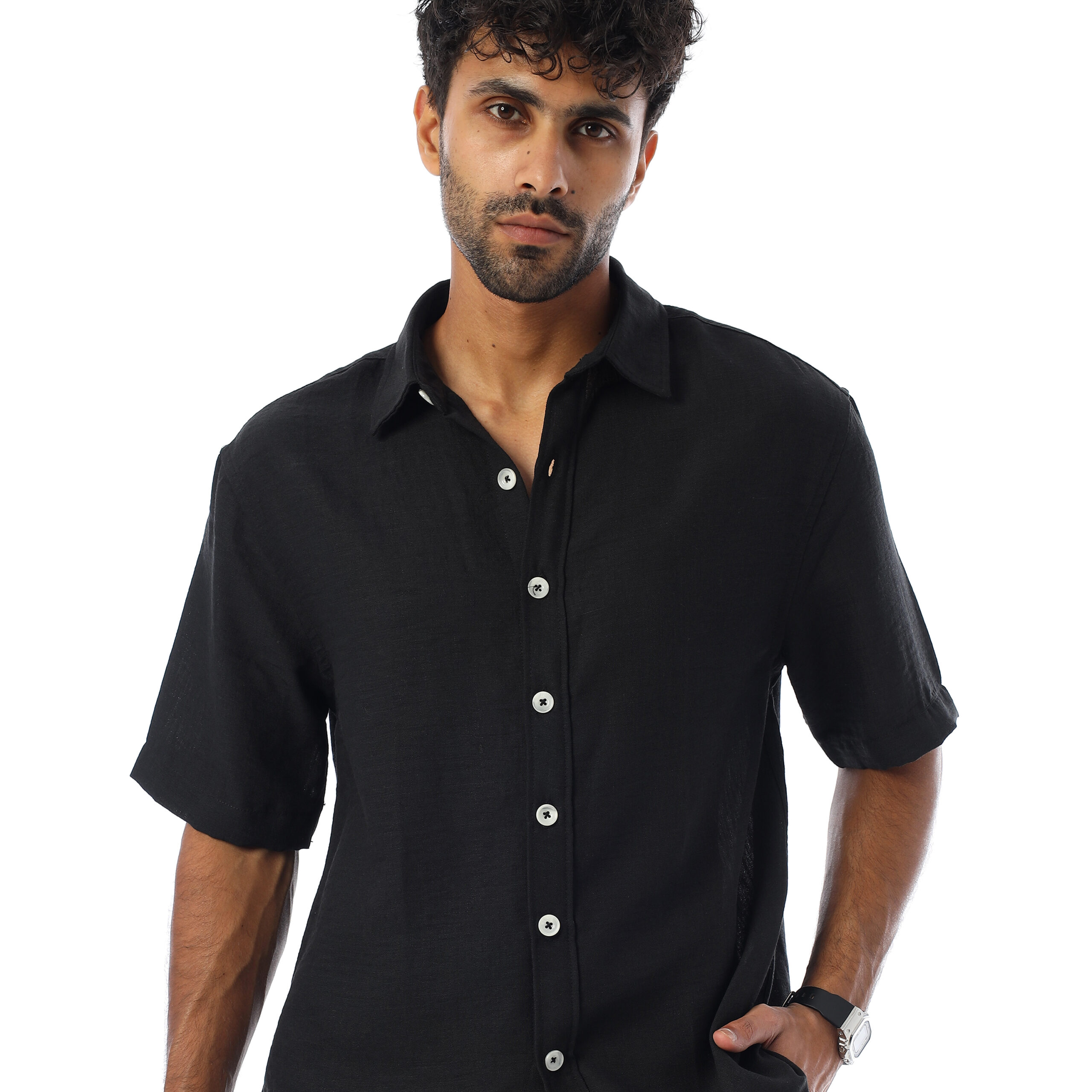 Linen Shirt-Black - Image 4