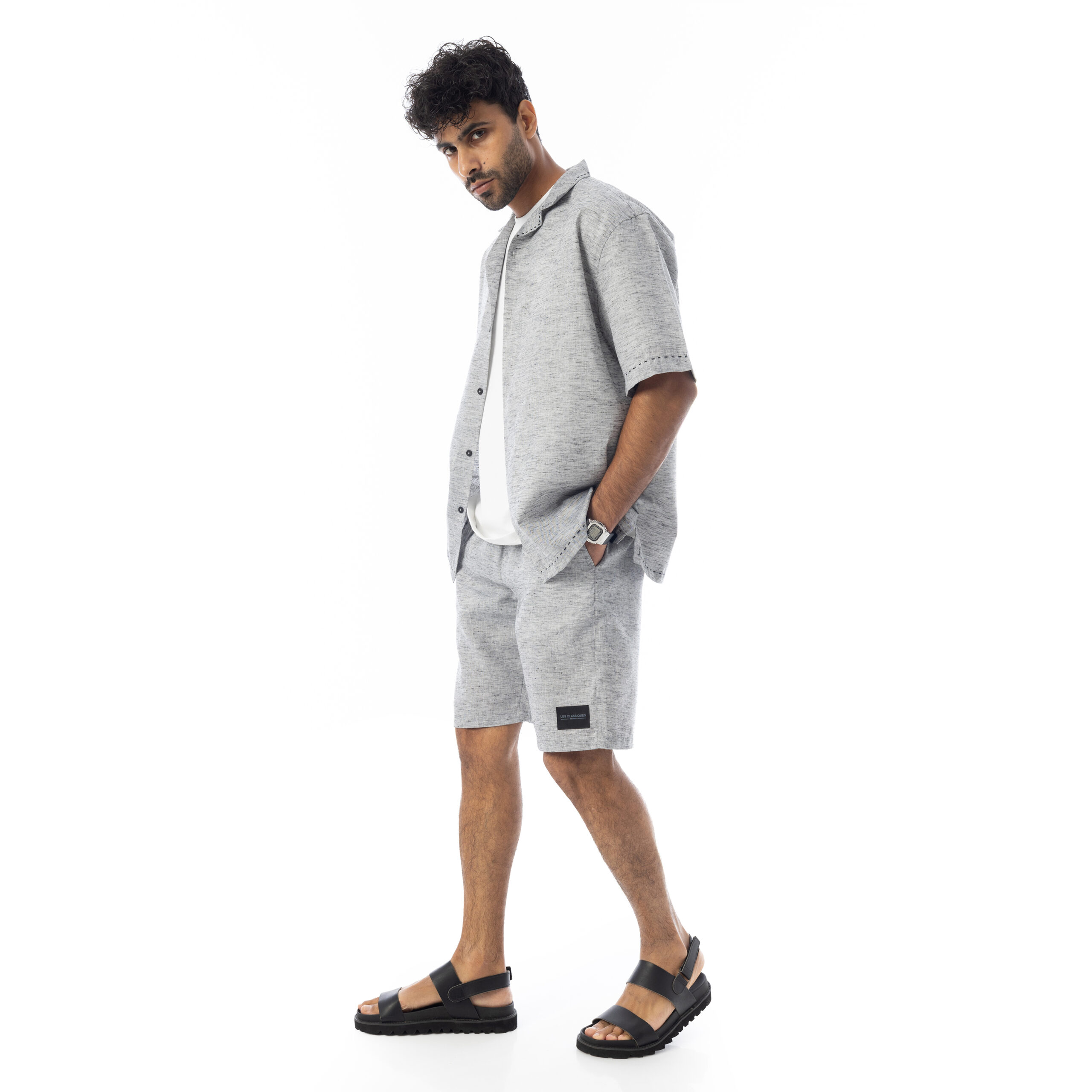 Handmade Linen Shirt-Grey - Image 3