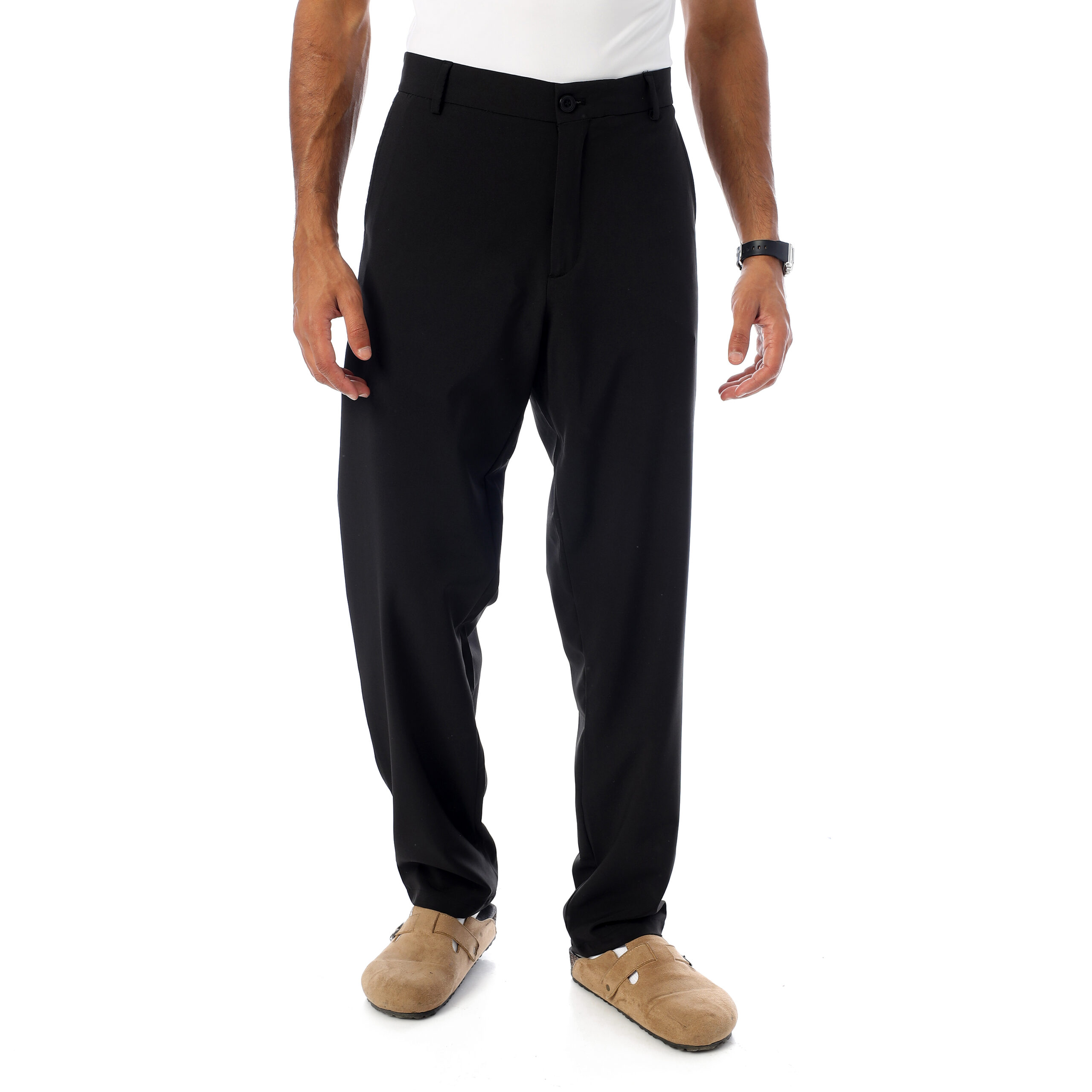 Relaxed Fit Trousers-Black